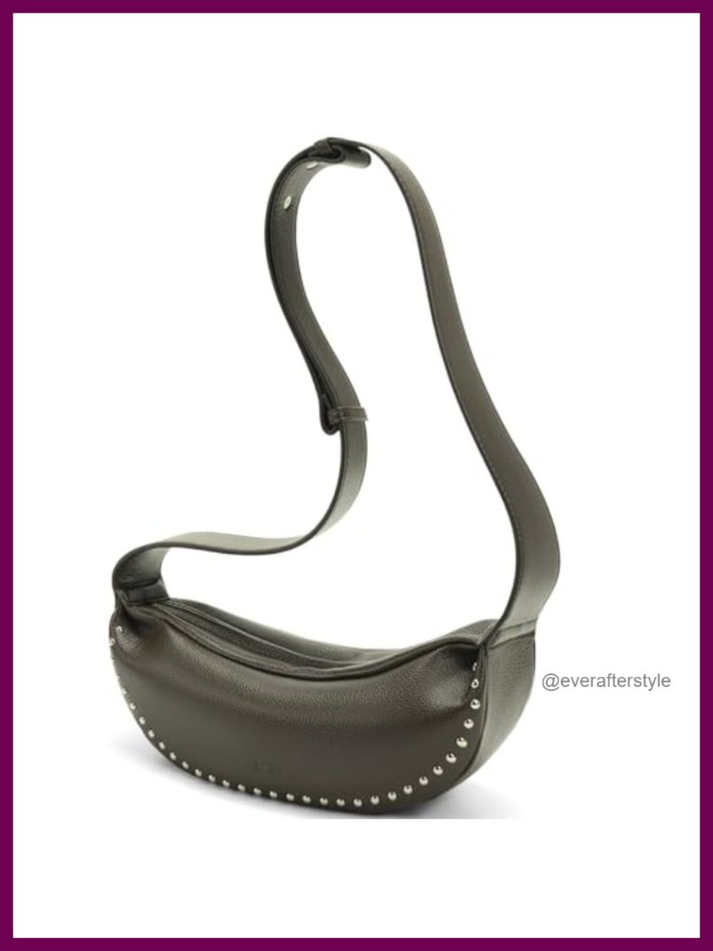 PU Leather Crescent Crossbody Sling Bag Small Studded Adjustable Strap